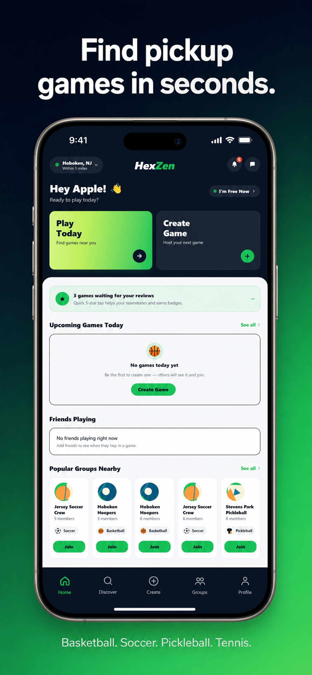 HexZen home screen with the I’m Free Now button